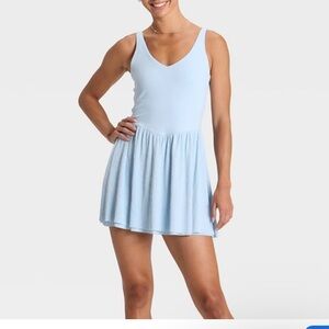 Women’s knit Plisse Active Dress. Light Blue  XL